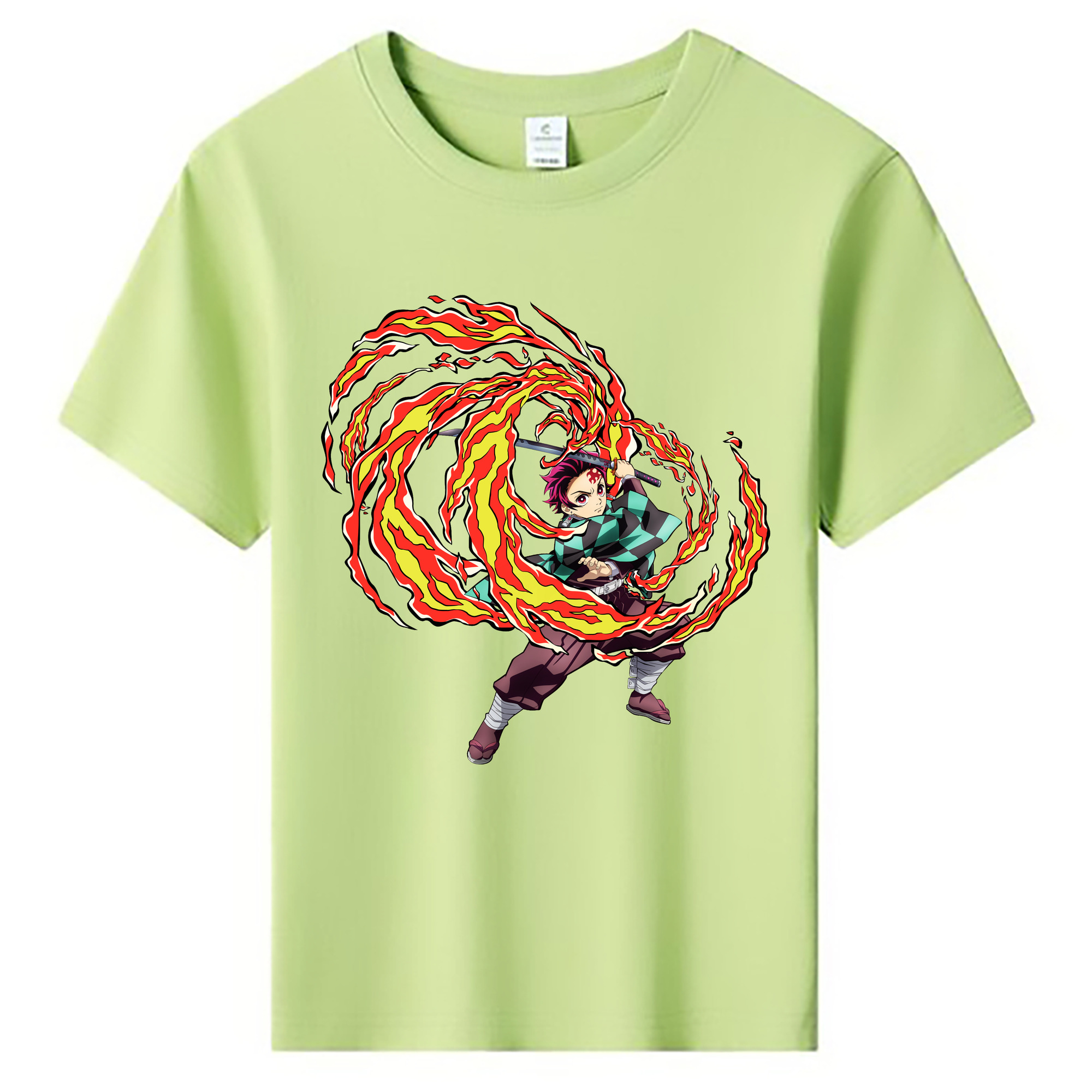 （画像用） 鬼滅の刃 竈門 炭治郎／かまど たんじろう Kamado Tanjirou 綿100％キッズTシャツ（フロントプリント）